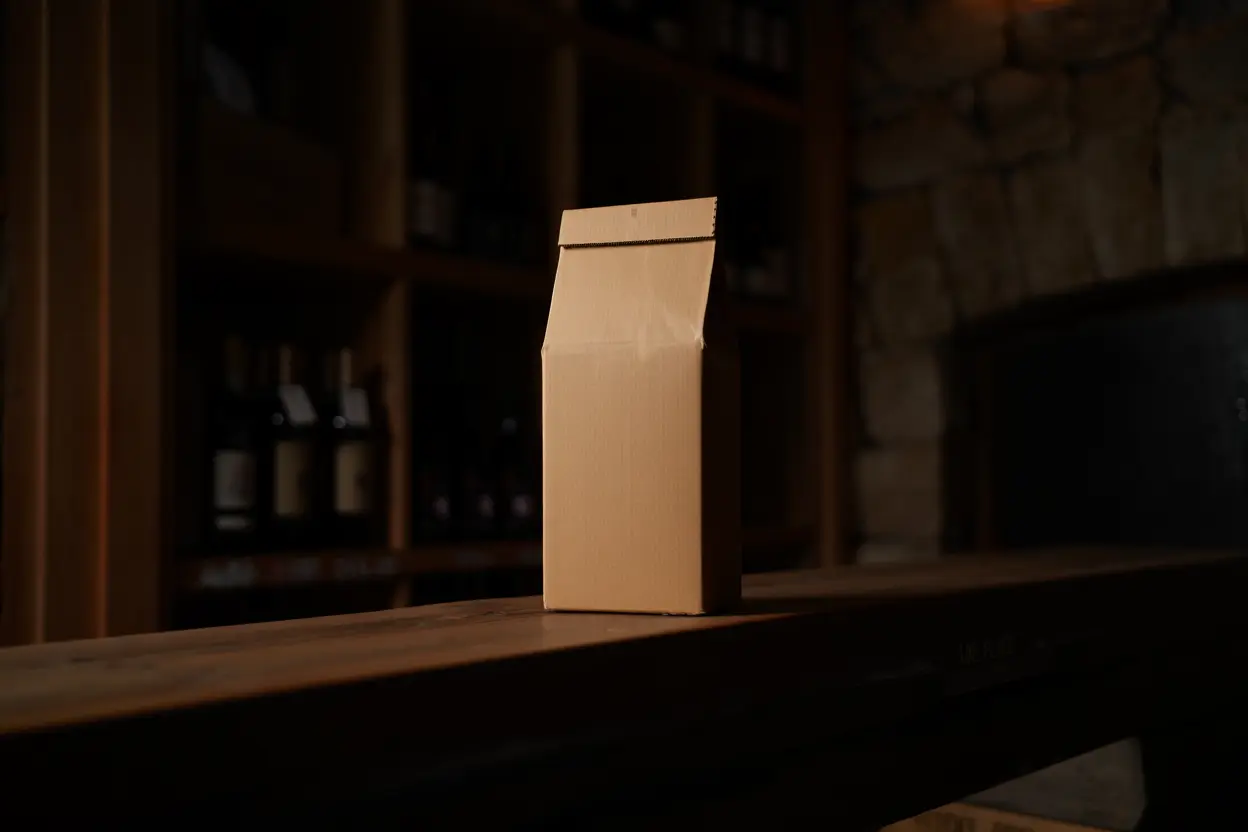 Cubi de vin non ouvert stocké dans une cave