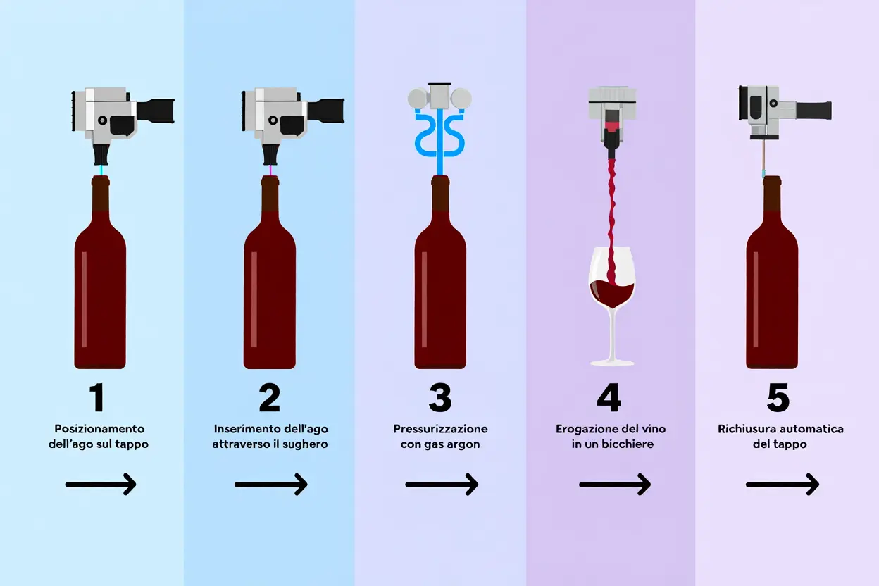 Fasi di utilizzo del sistema Coravin