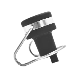Bouchon de bouteille avec capuchon et support métallique.